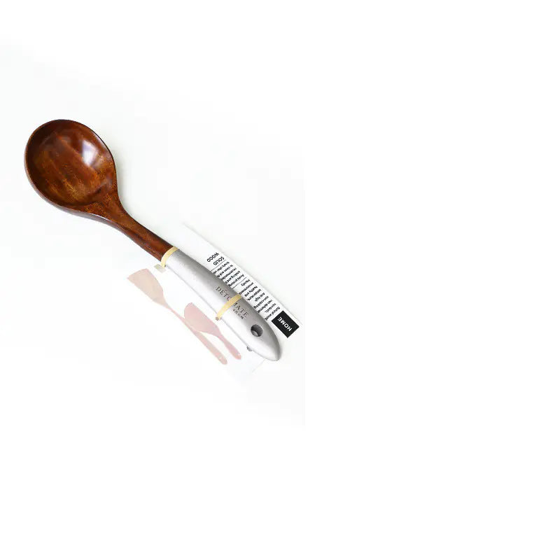 Colorful Teak Kitchen Utensils Set with Soup Spoon